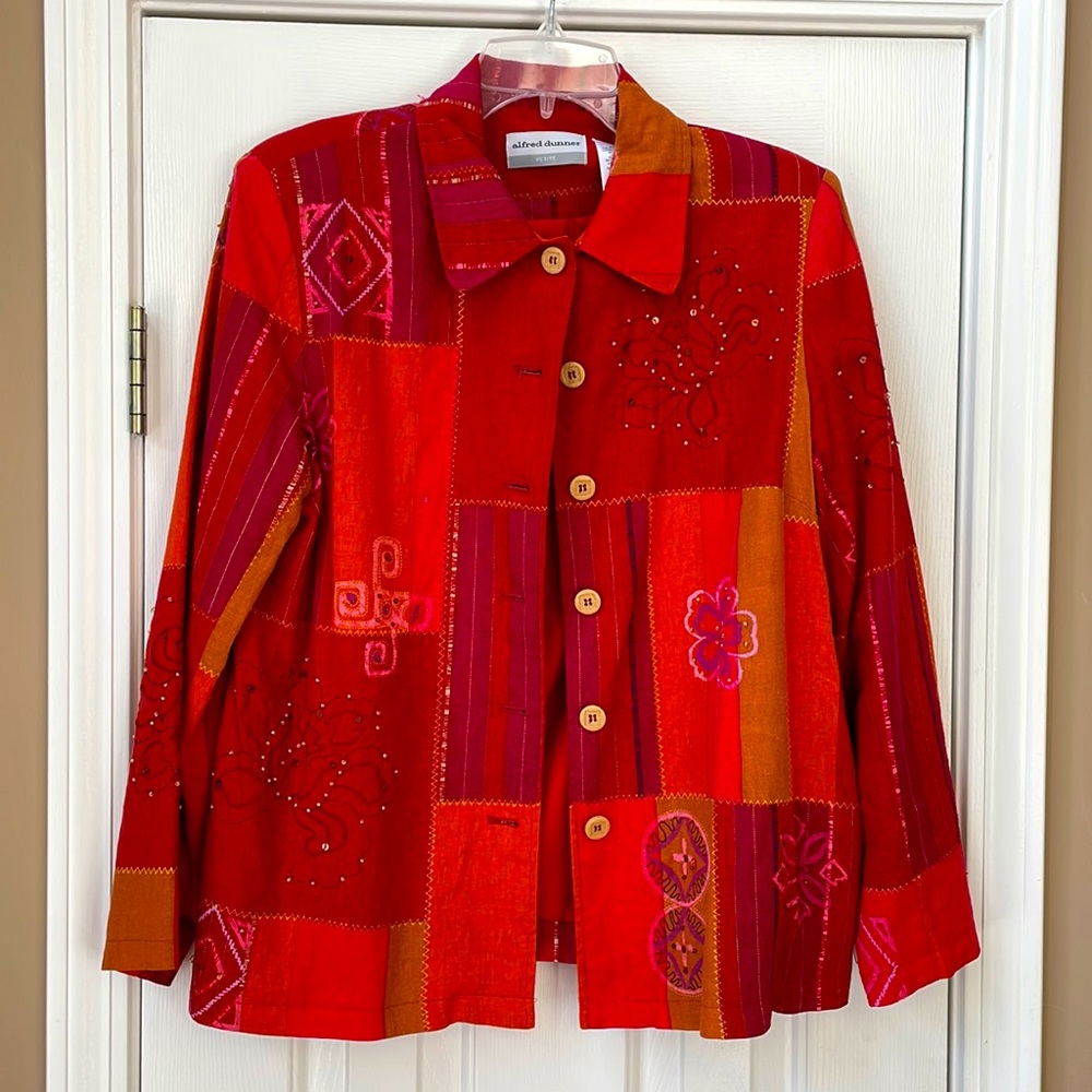 VINTAGE orange color block blazer